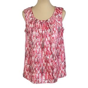 Studio Works Pink Ruffled Sleeveless Blouse, Women's Medium